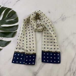 Sarah Coventry Womens Vintage 90s Polka Dot Scarf White Blue Lightweight